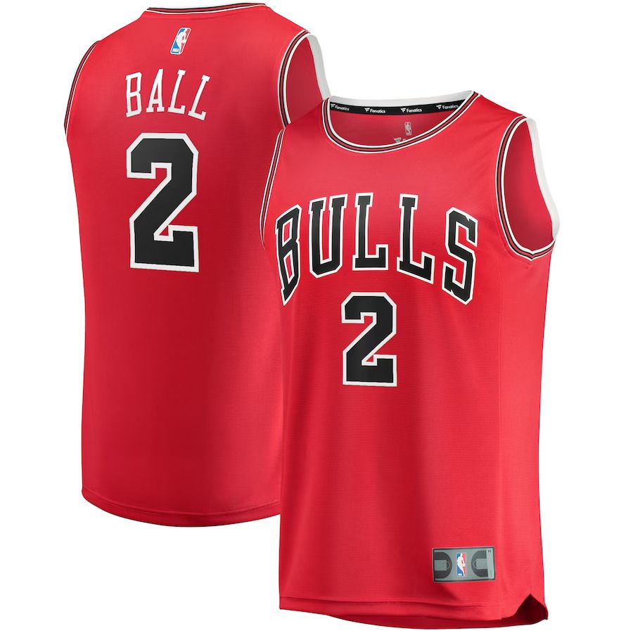 Men Chicago Bulls #2 Lonzo Ball Fanatics Branded Red Fast Break Road Replica NBA Jersey